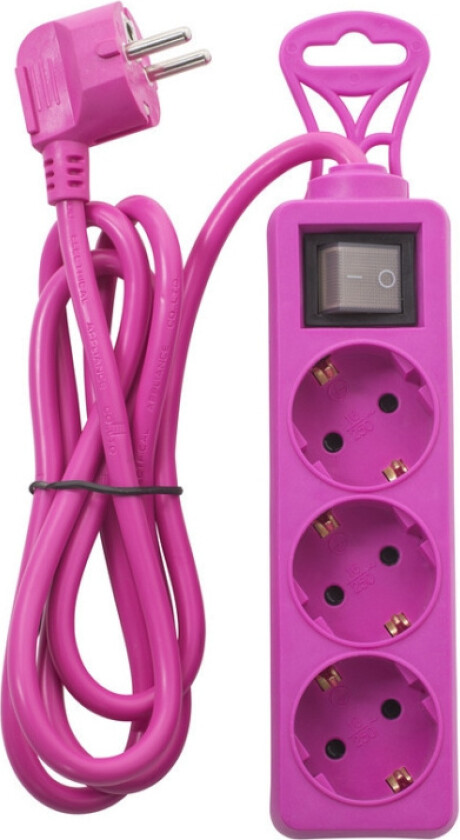 Airam 3-delt skjøteledning, 1,5 m, rosa