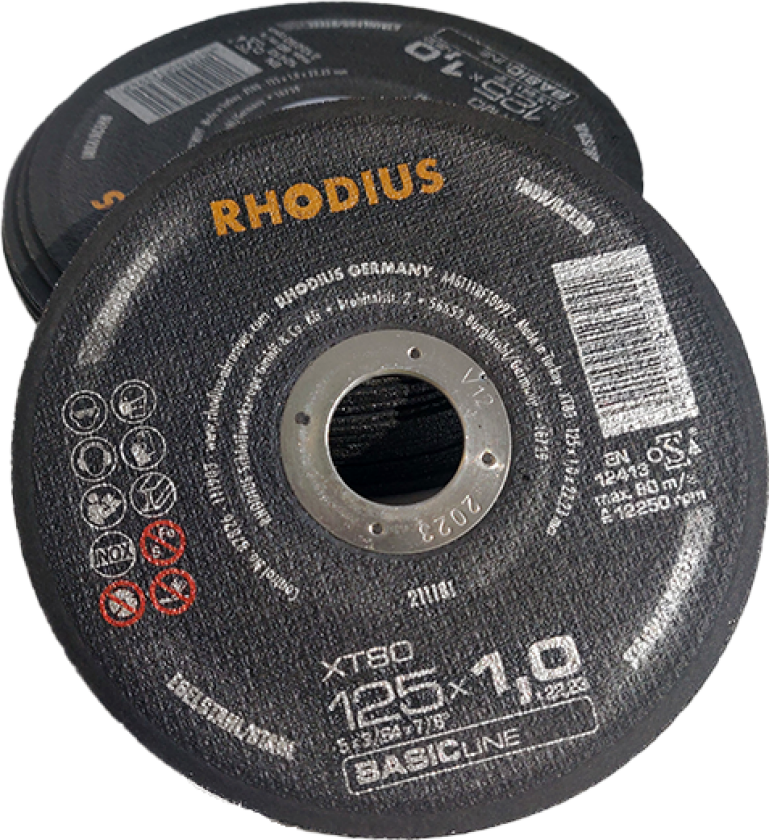 125x1,0 mm kappeskiver for vinkelsliper Rhodius XT 80 - 50 stk