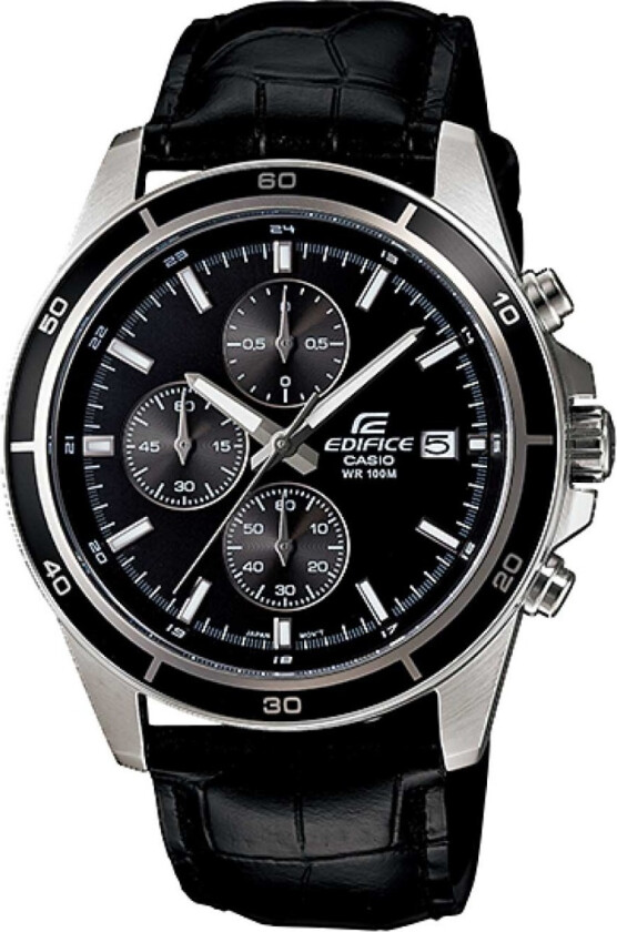 Edifice Standard Chronograph EFR-526L-1AVUEF - Kvarts - Sølv - Herreklokker - Skinn - Mineral