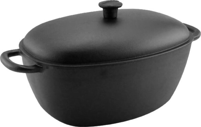 Støpejernsgryte med lokk 7 liter, oval