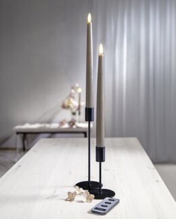 LED antikk stearinlys flamme 2-pakning + fjernkontroll