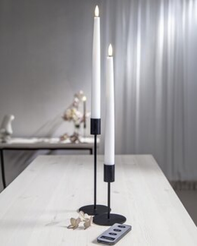 LED antikk stearinlys flamme 2-pakning + fjernkontroll