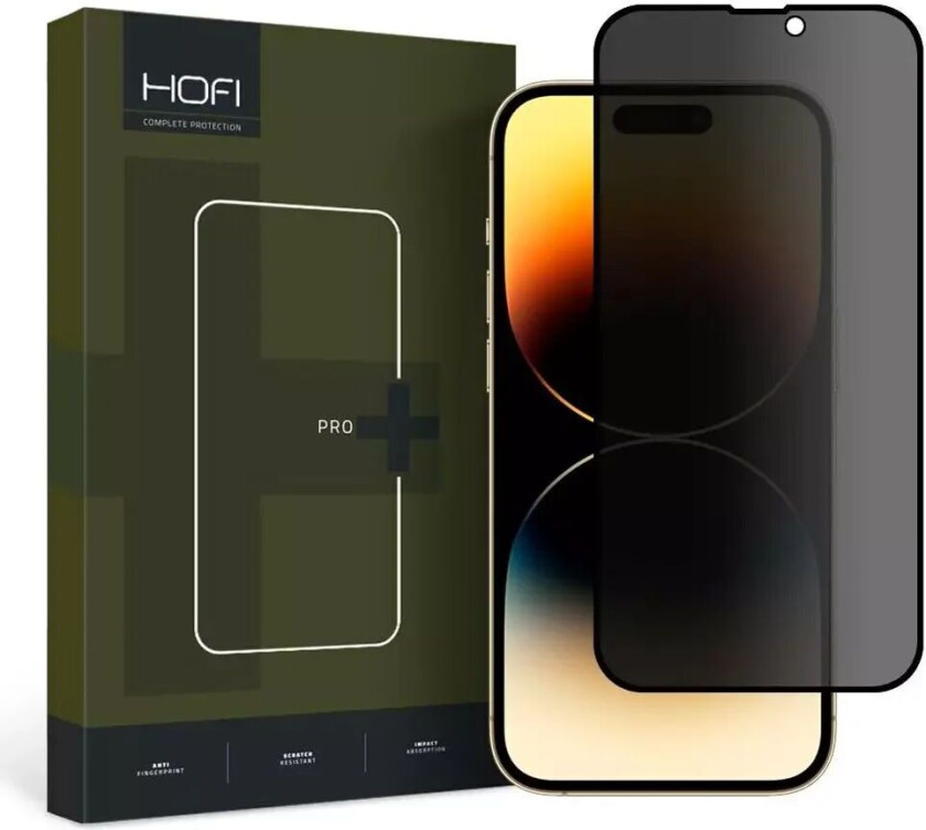 Hofi iPhone 15 Plus Glass Pro+ Skjermbeskyttelse med Privacy - Case Friendly - Gjennomsiktig / Svart Kant