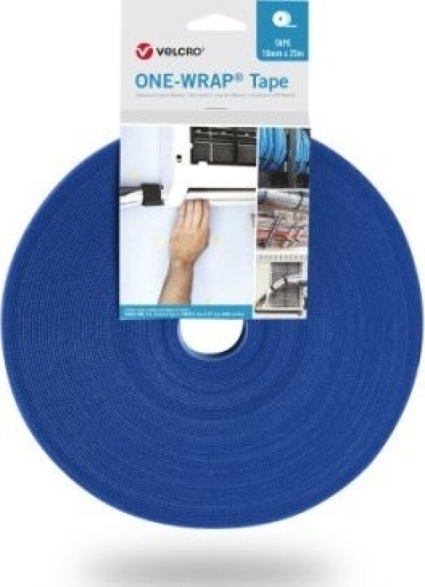 Borrelås Velcro One Wrap Tape, 13 Mm Bred, Blå, 25 M