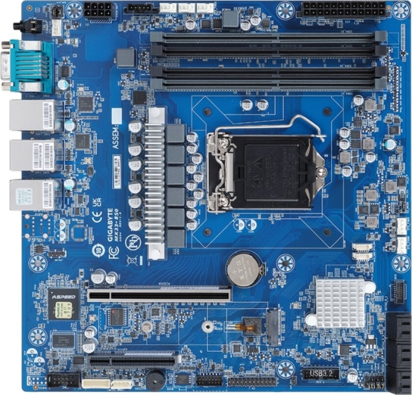 Gigabyte Mx33-Bs0 - 1.X - Hovedkort - Micro Atx - Lga1200-Sokkel - C252 Chipset - Usb 3.2 Gen 1, Usb 3.2 Gen 2 - 2 X Gigabit Lan - Innbygd Grafikk