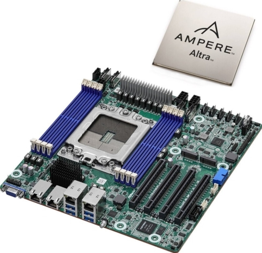 Pyta Gówna Asrock Asrock Hovedkortsett Altrad8ud-1L2t/Q64-22 Enkel Socket 4926 Med Forsterker Altra M128-28 2,2 Ghz 64 Bit 95W