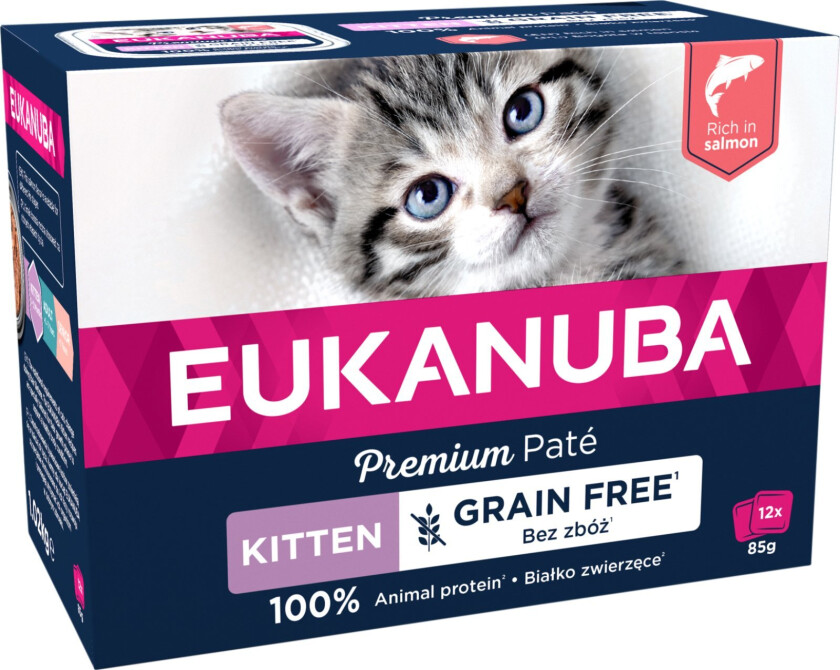 Bilde av Eukanuba Euk Cat Kitten Salmon Pate 12X85g