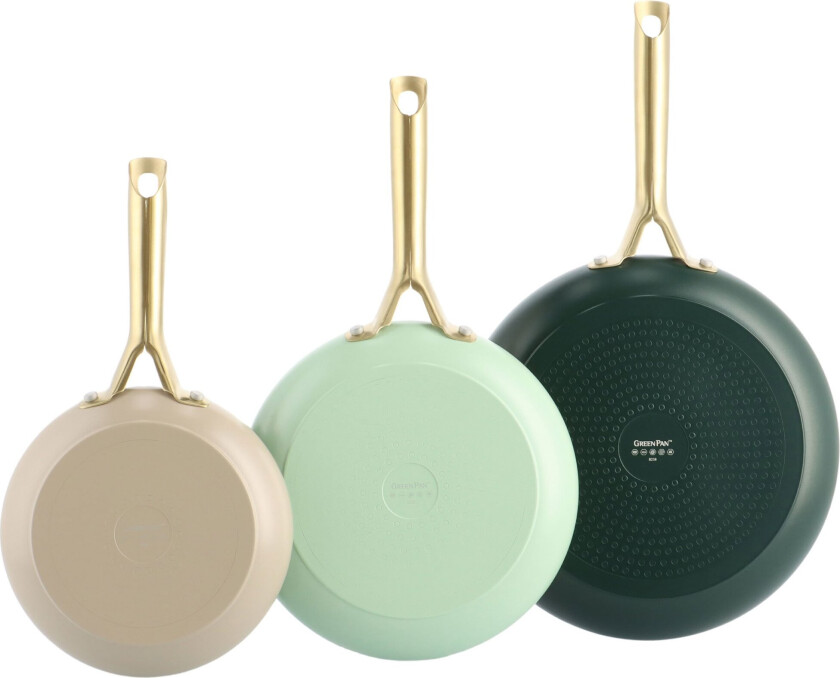 Padova stekepannesett 3 deler, taupe/pastel green/moroccan green