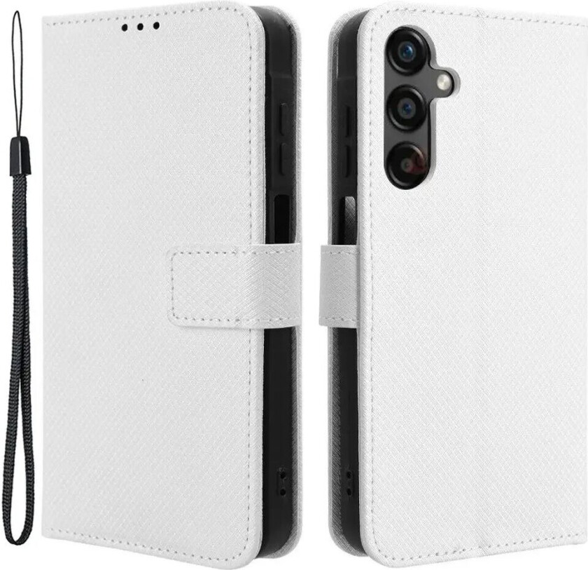 Samsung Galaxy A25 (5G) Kunstskinn Flippdeksel m. Stropp & Tekstur - Hvit