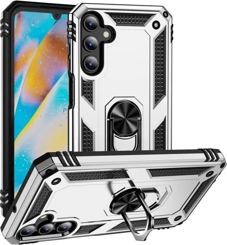 Samsung Galaxy A15 (5G) / A15 Håndverker Deksel med Magnetisk Stativ - Sølv