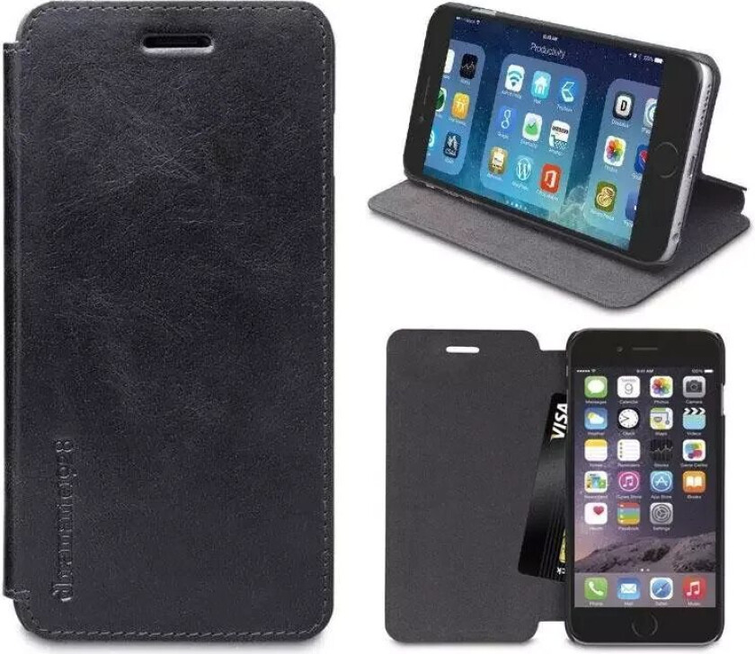 iPhone 6 Plus / 6s Plus dbramante1928 Frederiksberg 2 Ekte Skinn Deksel m. Kortlomme Svart