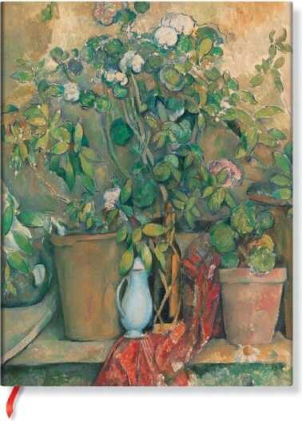 Cezanne’s Terracotta Pots and Flowers Midi Unlined Hardback Journal (Elastic Band Closure)