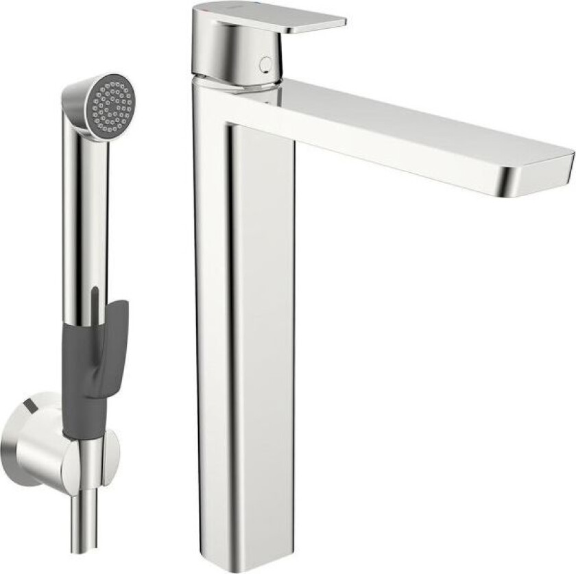 Stela Servantbatteri med hånddusj, høy modell, krom