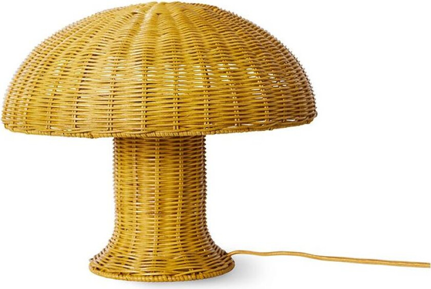 Rattan bordlampe Mustard