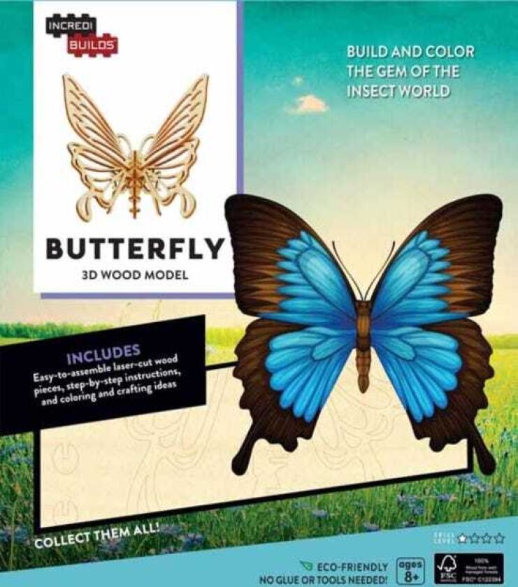 IncrediBuilds: Butterfly 3D Wood Model