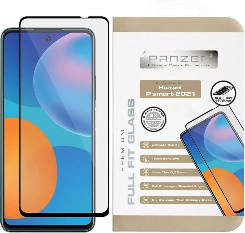 PANZER Huawei P Smart (2021) PANZER Premium Full Fit Skjermbeskytttelse - Svart Ramme
