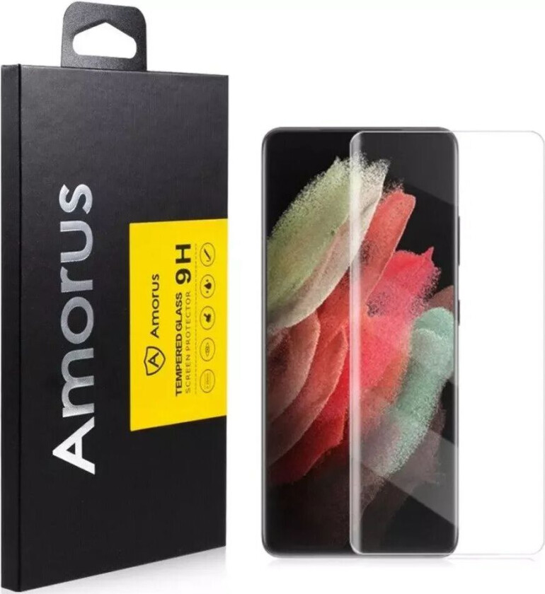 Samsung Galaxy S22 Ultra AMORUS Nano Optics med Flydende UV Skjermbeskytter i Herdet Glass - Gennemsigtig