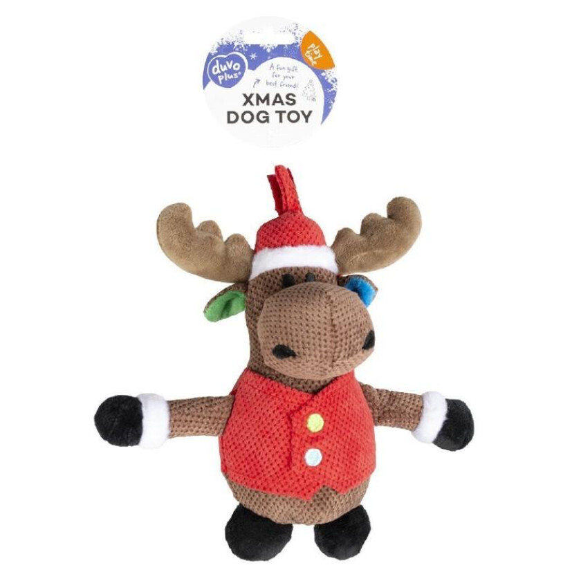XMas Plysj Reinsdyr med stor mage Hundeleke 20 x 18 x 8 cm