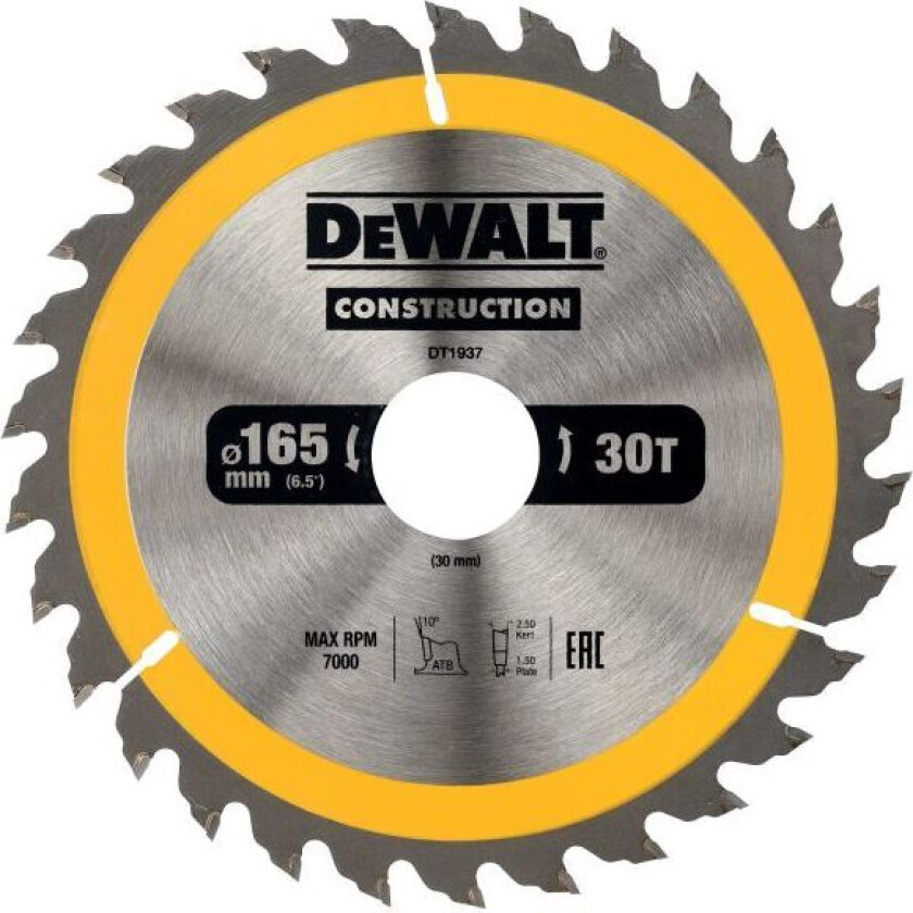 Dewalt DT1937-QZ Sirkelsagklinge 165 x 30 mm, 30T