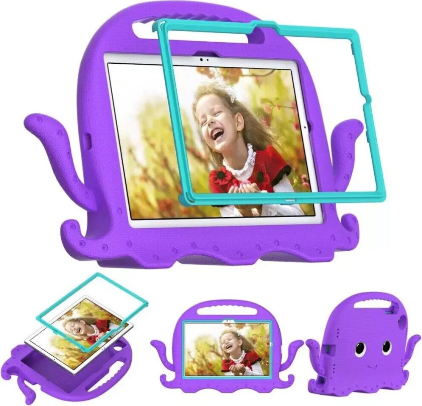 Samsung Galaxy Tab A8 10.5" (2021) Barnedeksel m. Stativ - Octopus - Lilla