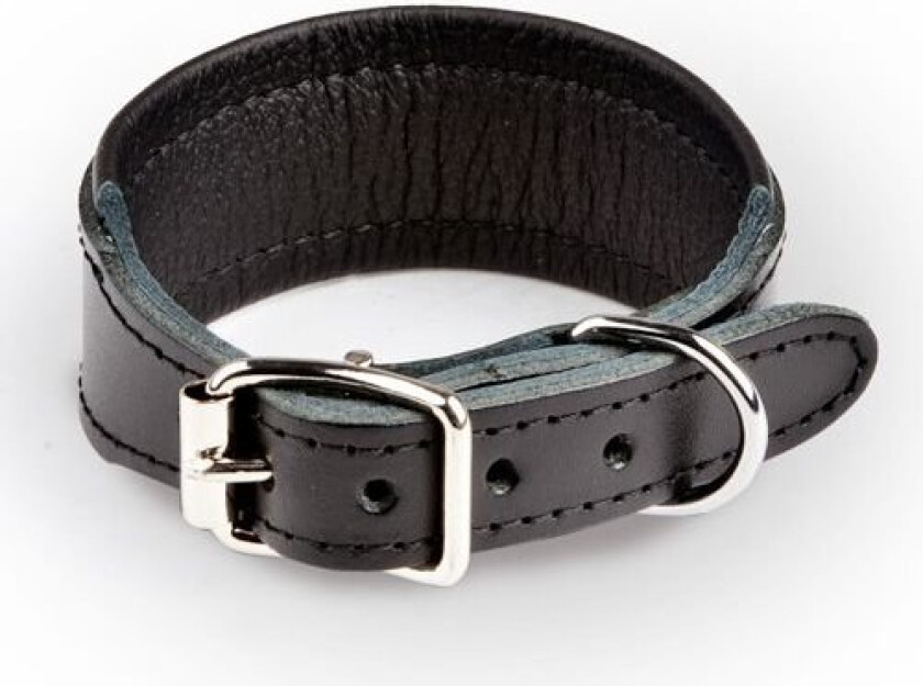 Feel Leather Basic Wide Halsbånd Svart (3,5 x 40 cm)