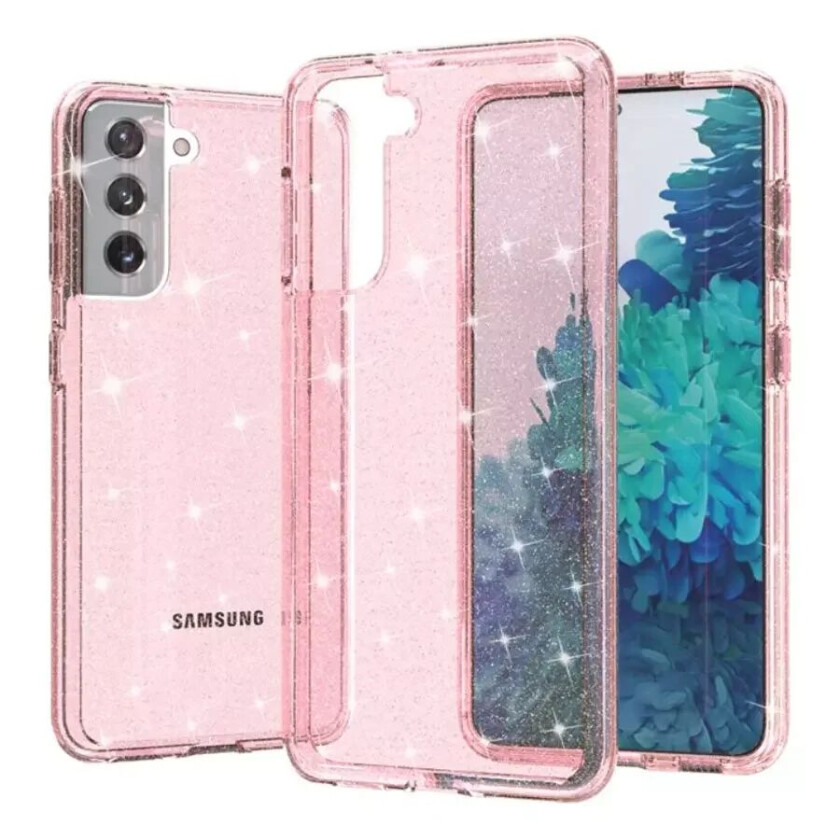 Samsung Galaxy S21 Glimmer Plastdeksel - Gjennomsiktig / Rosa