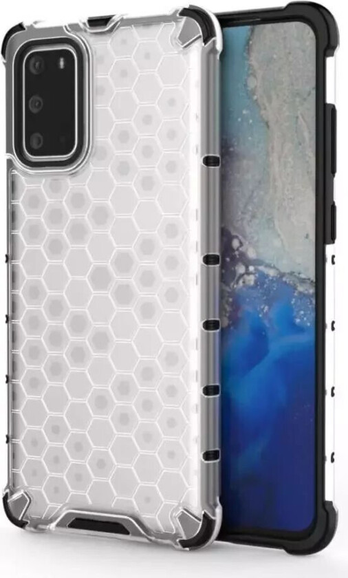 Samsung Galaxy S20+ (Plus) Plast Deksel m. Honeycomb Mønster - Gjennomsiktig