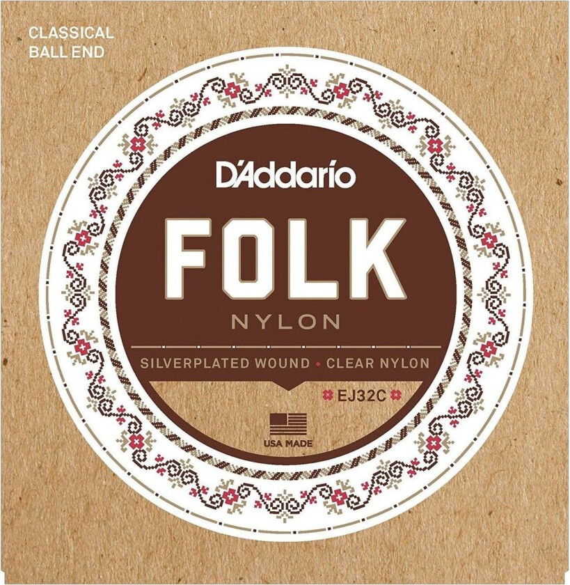 DAddario EJ32C Folk Nylon Classical Guitar Strings with Ball End