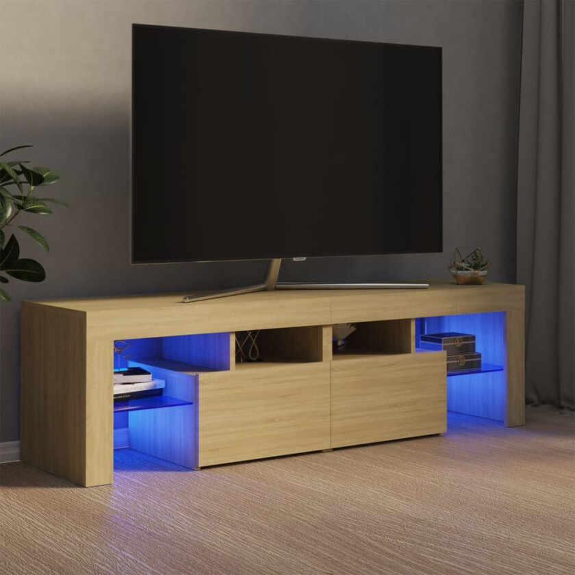 TV-benk med LED-lys sonoma eik 140x36,5x40 cm