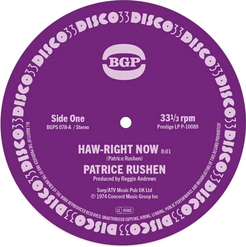 Patrice Rushen HawRight Now / Kickin' Back LP/Vinyl
