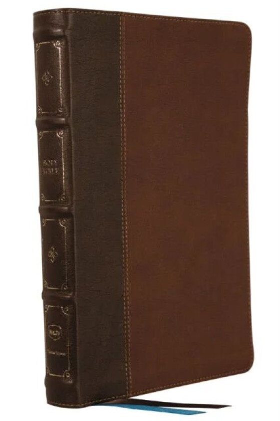 NKJV, Large Print Thinline Reference Bible, Blue Letter, Maclaren Series, Leathersoft, Brown, Thumb av Thomas Nelson