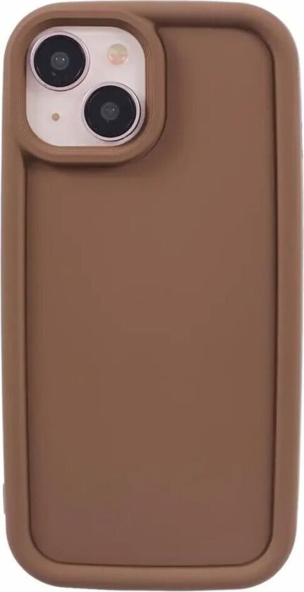 iPhone 15 Fleksibelt Plastdeksel med Forhøyede Kanter - Brun