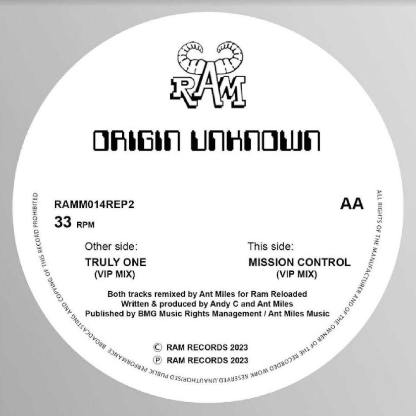 Origin Unknown Truly One / Mission Control (Ant Miles VIP’s) LP/Vinyl