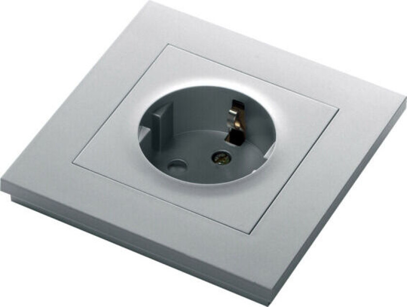 Stikkontakt Plus Enkel Innfelt Jord Alu - 1511534