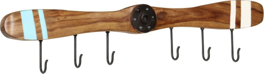 Veggmontert kleshenger med 6 kroker heltre rosentre 108x6x19 cm