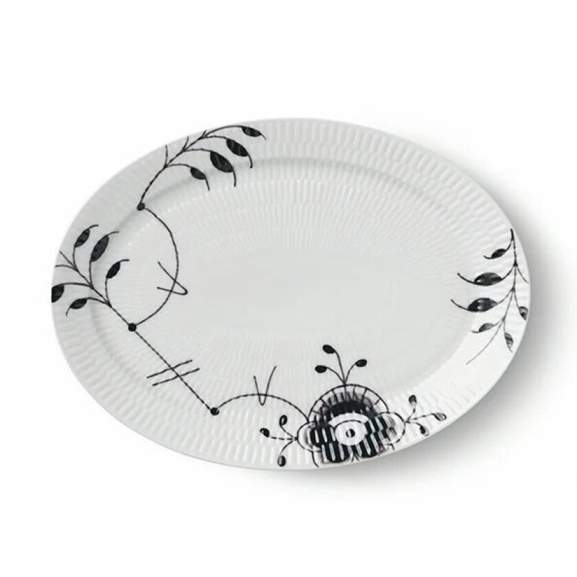 Black Fluted Mega ovalt fat 28 cm