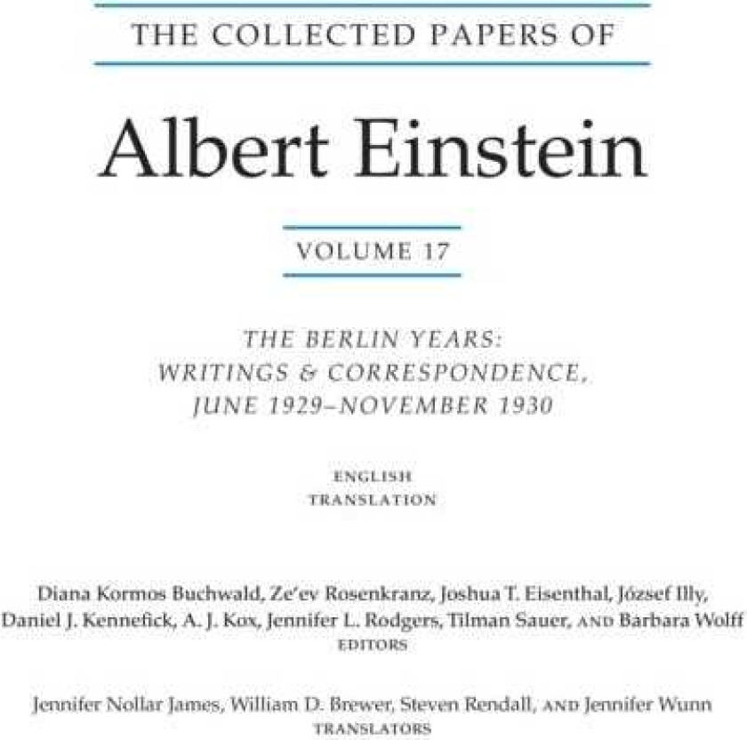 The Collected Papers of Albert Einstein, Volume 17 (Translation Supplement) The Berlin Years: Writings and Correspondence, June 1929–November 1930
