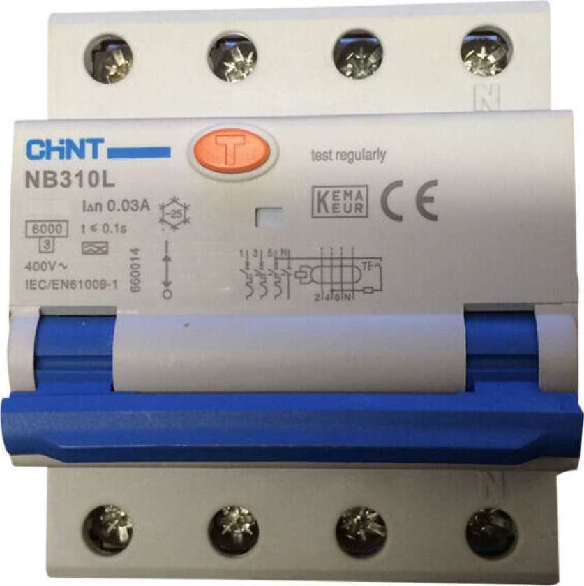 JORDFEILAUTOMAT 3+N P 40A C-KAR 30 mA 6kA 4 moduler CV045315 - 1616622