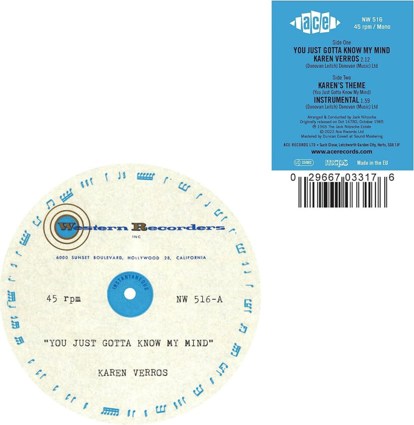 Karen Verros You Just Gotta Know My Mind / Karen's Theme LP/Vinyl