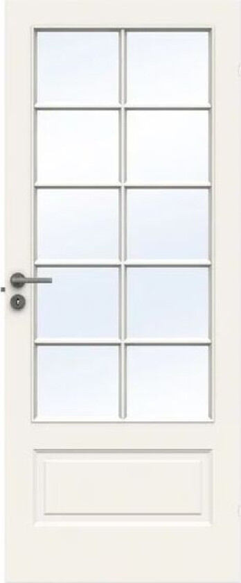 Dørblad Compact Sp10 8x20 Hvit Massiv Formpresset Med 10 Ruter Og Klart Glass