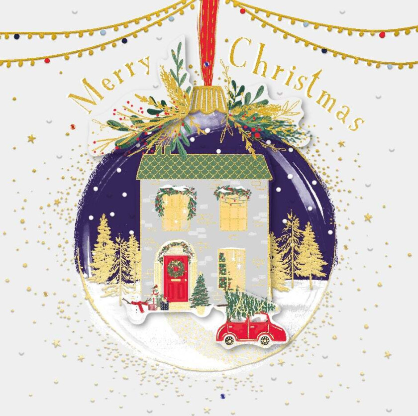 Julekort Julekule med Hus