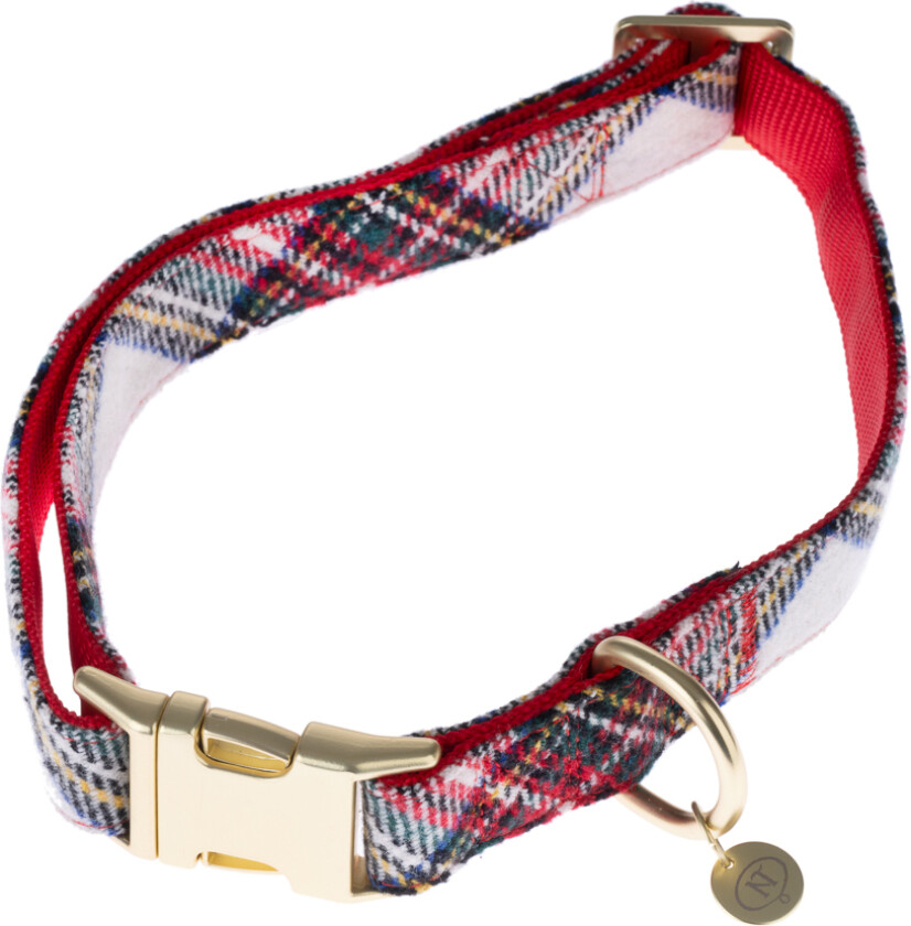 Tartan: Halsbånd, bånd, hundeposedispenser, hårstrikk - Halsbånd størrelse L: 42-66 cm halsomkrets