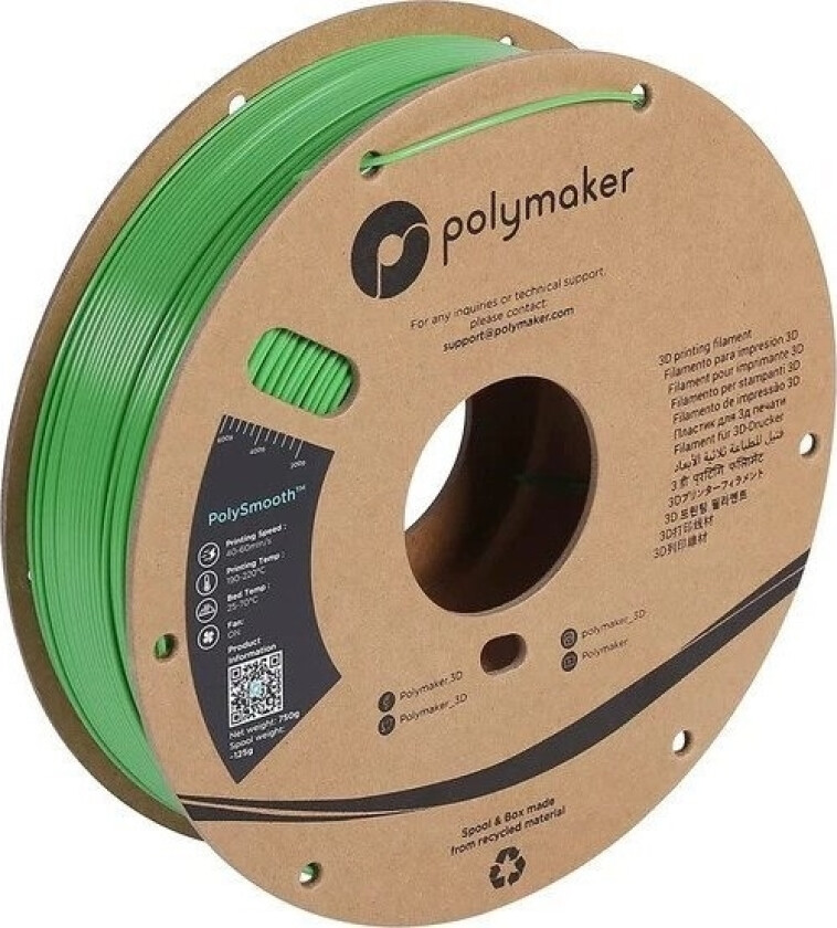 Polymaker Pj01006 Filament Pvb Kan Poleres 1.75 Mm 750 G Grøn Polysmooth™ 1 Stk