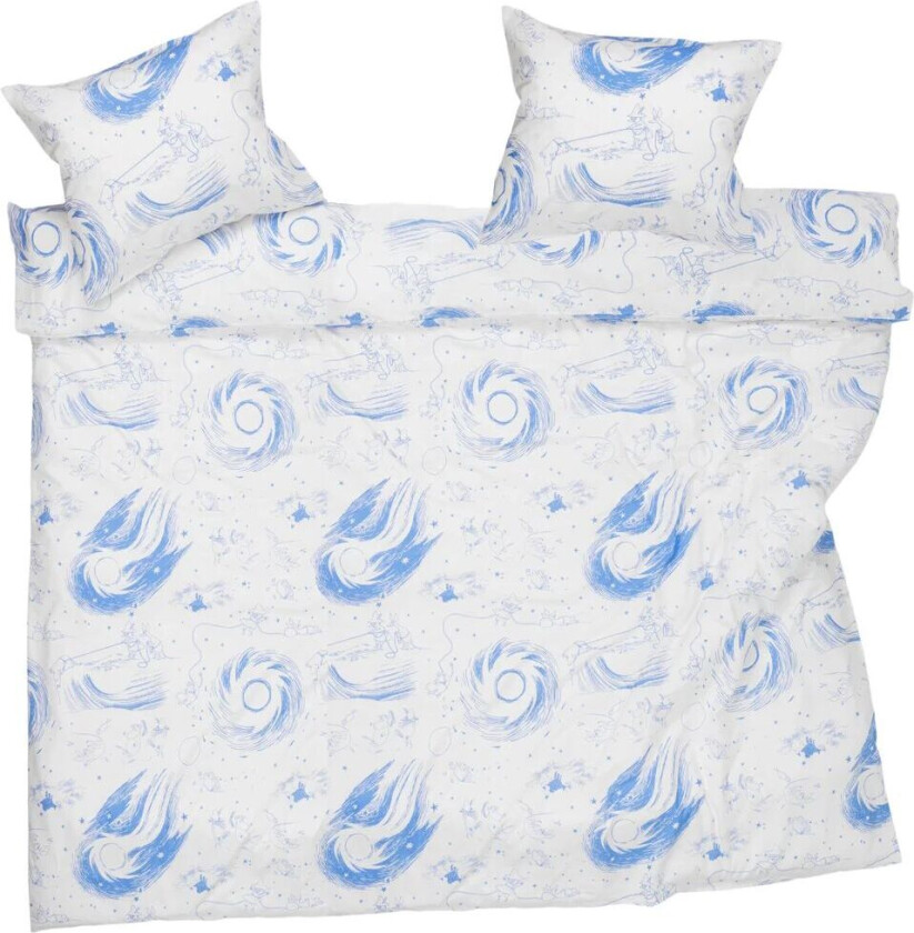 Mummitrollet sengesett 240x210 cm Komet blå-hvit