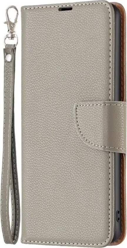 Samsung Galaxy A15 (5G) / A15 PU Litchi Skin Flip Deksel med Lommebok & Stropp - Grå