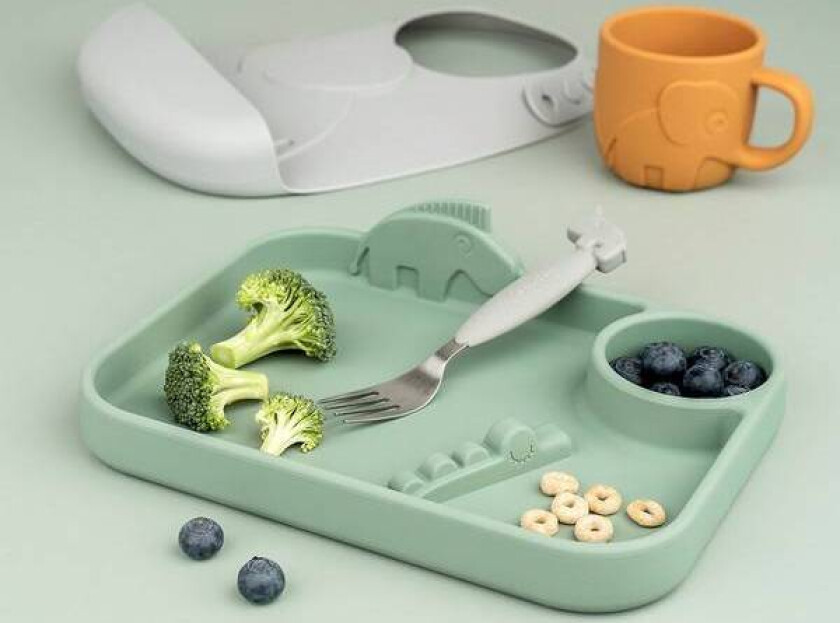 Done By Deer Peekaboo Compartment Plate Deer Friends, Green