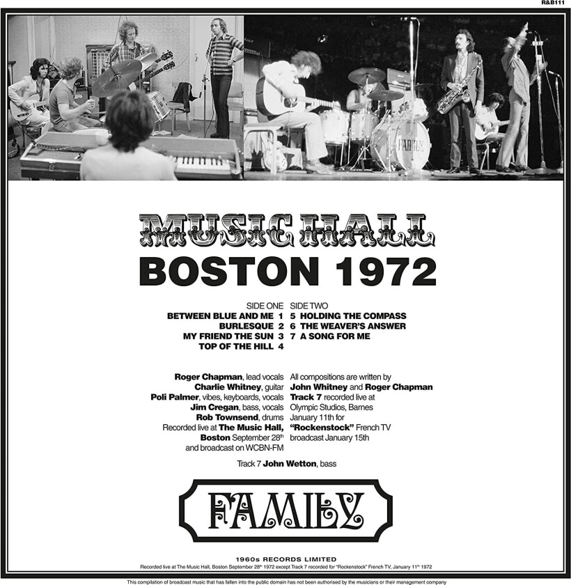 Family Boston Music Hall 1972 LP/Vinyl