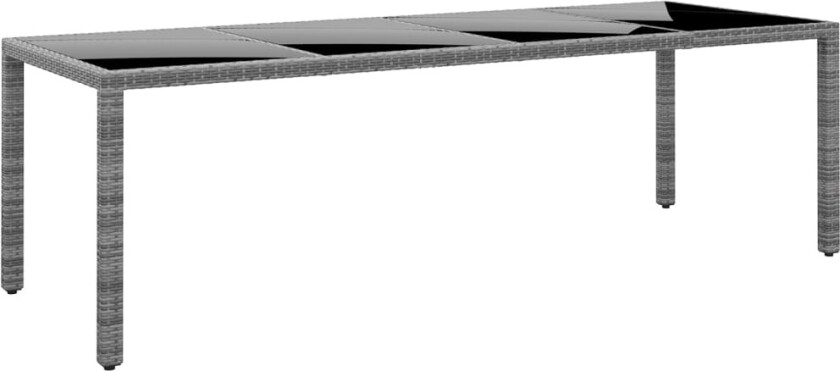 Hagebord 250x100x75 cm herdet glass og polyrotting grå