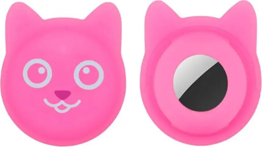AirTag Plastdeksel med Katteansikt - Rosa