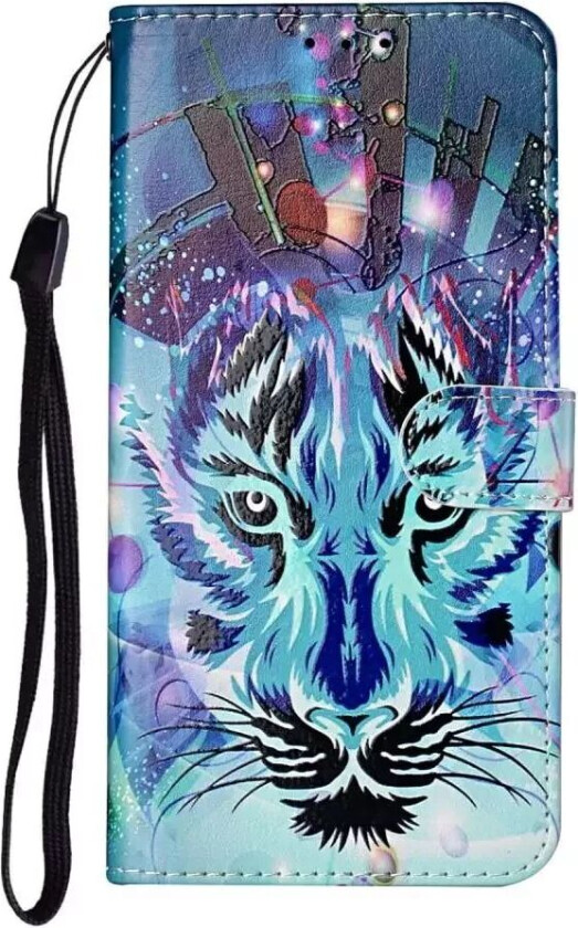 Samsung Galaxy S21+ (Plus) PU Skinndeksel m. Lommebok - Blå Tiger